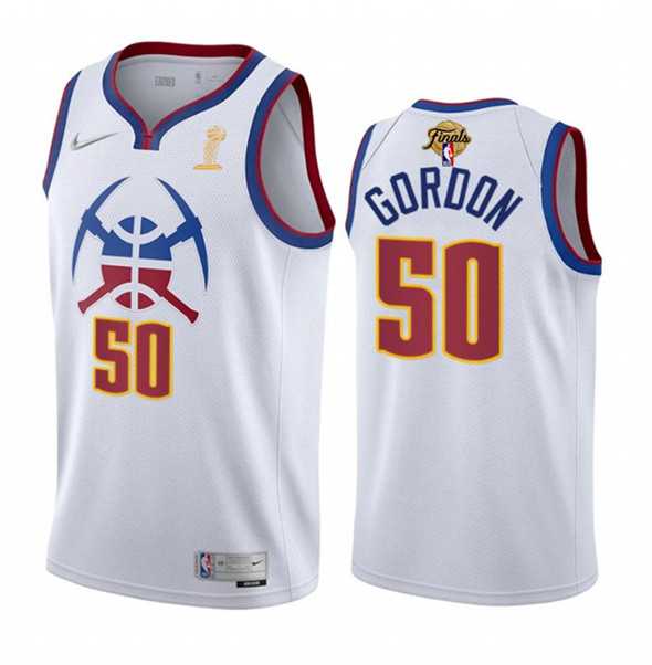 Mens Denver Nuggets #50 Aaron Gordon White 2023 Finals Earned Edition Stitched Basketball Jersey->denver nuggets->NBA Jersey